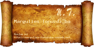 Margulies Tonuzóba névjegykártya